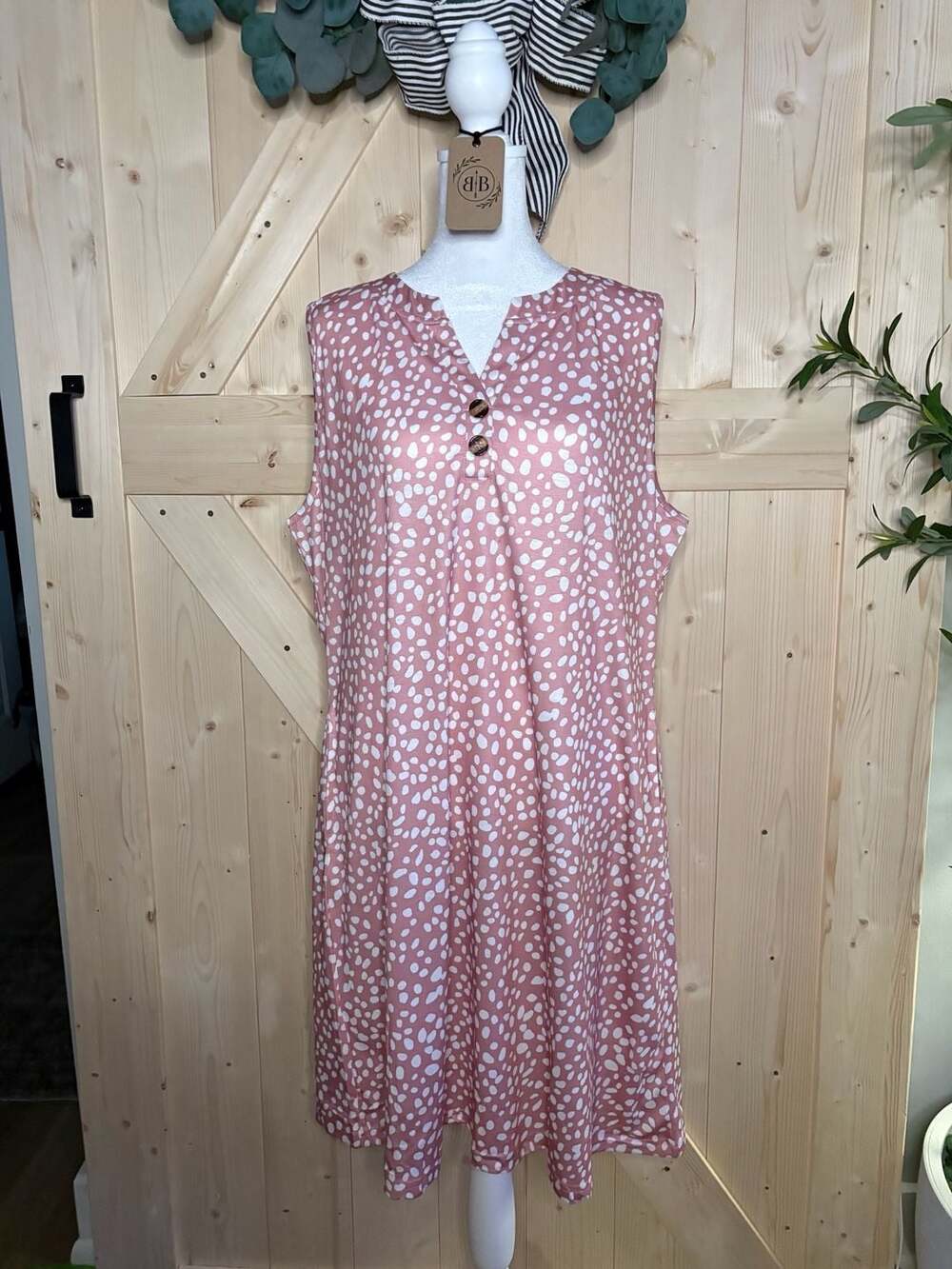 XL Xieerduo Women's Sleeveless Ditsy Floral V-Neck Tank Dress with Side Pockets